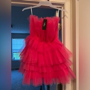 Tulle Intentions Hot Pink Strapless Tiered Tulle Mini Dress
Color: Hot Pink